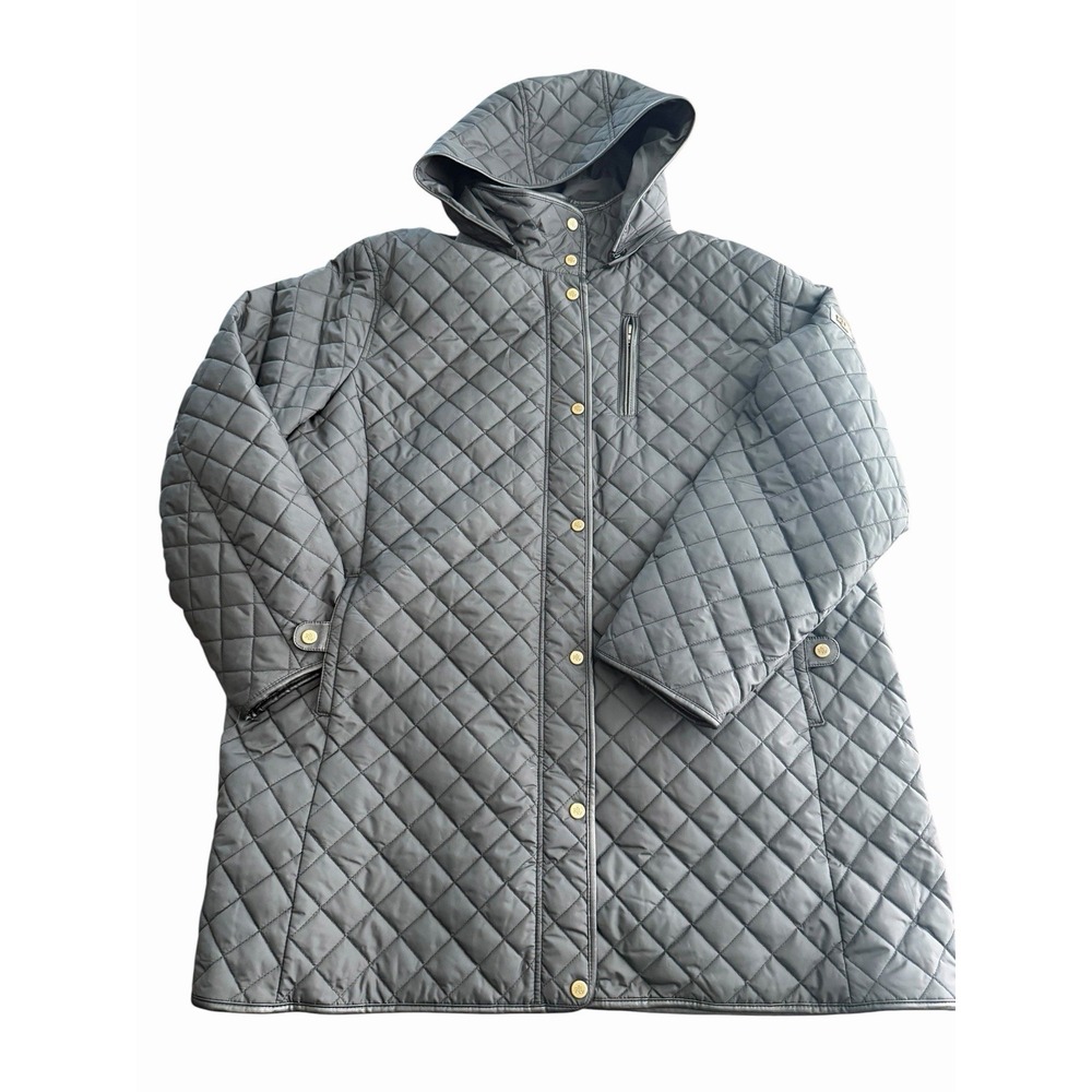Lauren Ralph Lauren Quilted Coat Womens Black Hooded Zip Pockets No Size Tag